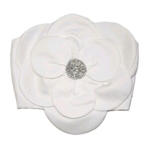 AUTHENTIC Woman's 3D Flower Corset Top Blouse Rhinestone Club Party White Size S